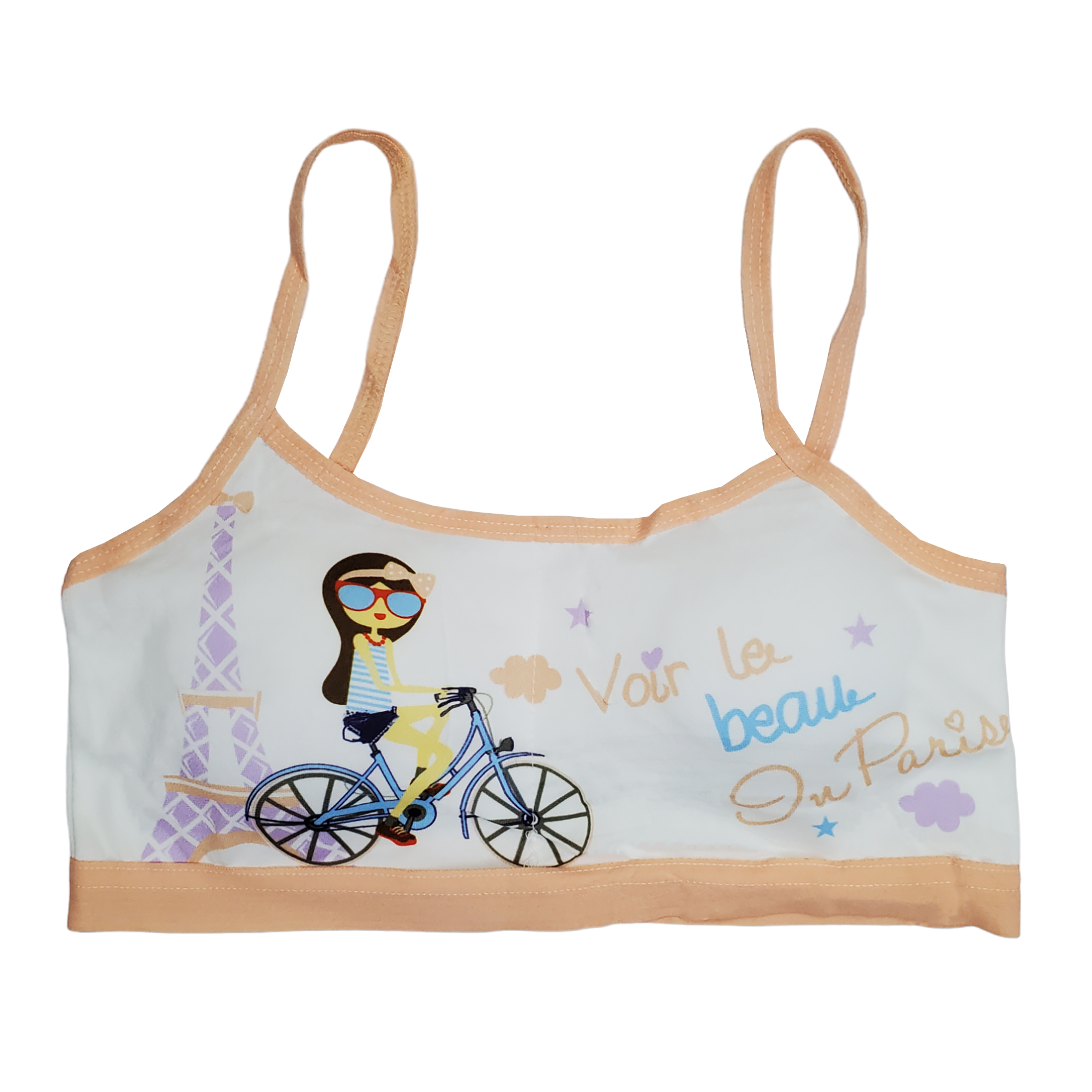 Corpiño Top Tirante Delgado Estampado Bicis Para Niña 6pz.
