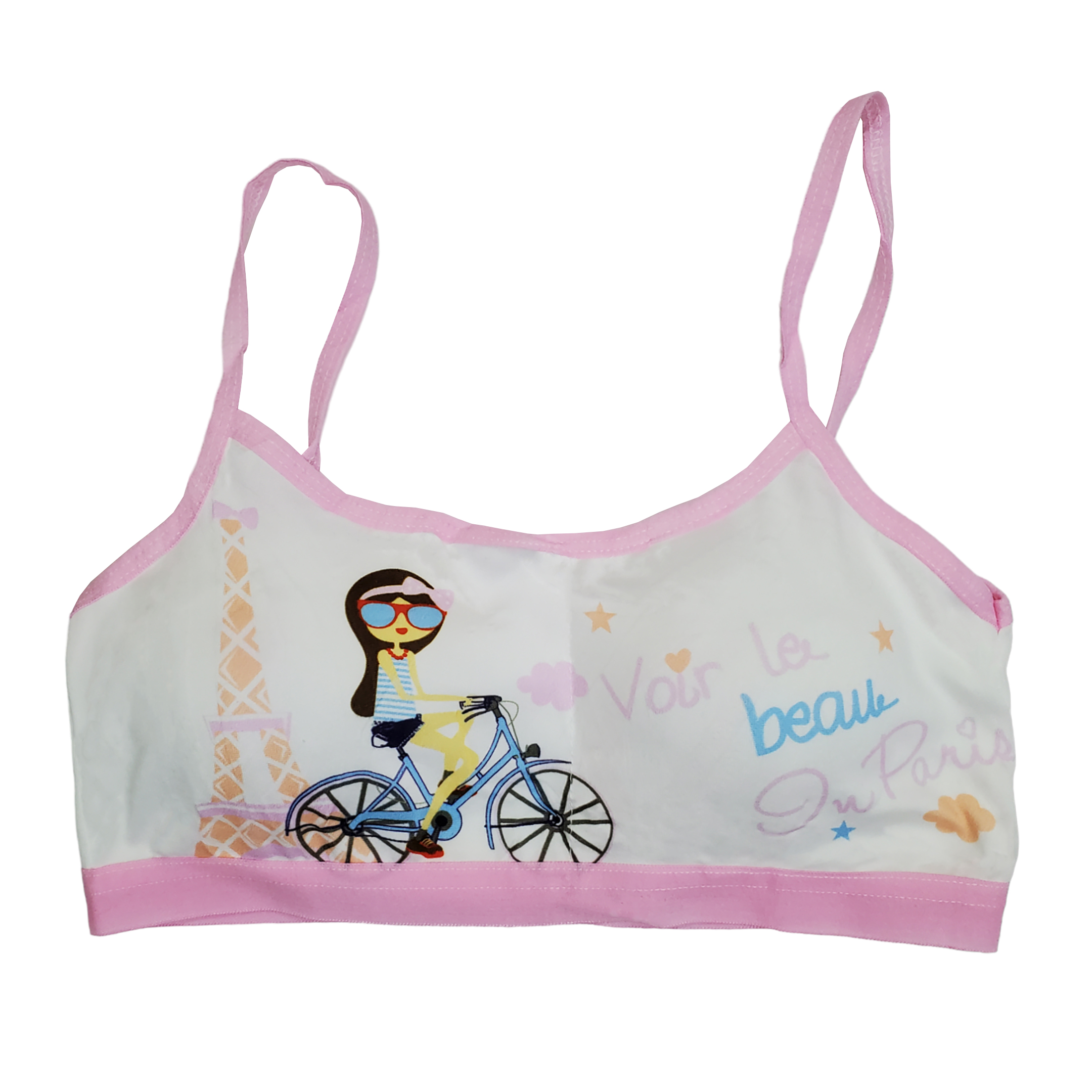 Corpiño Top Tirante Delgado Estampado Bicis Para Niña 6pz.