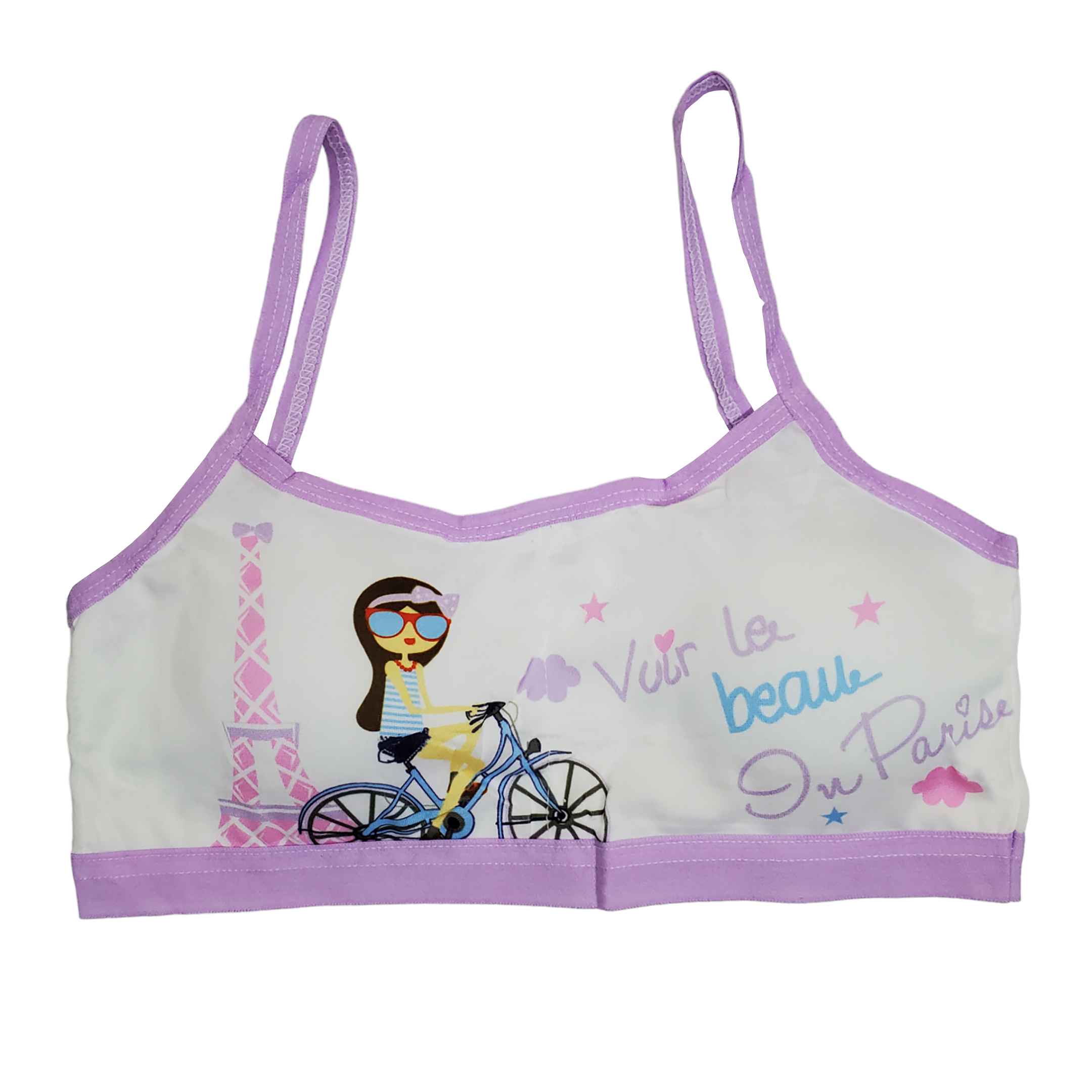 Corpiño Top Tirante Delgado Estampado Bicis Para Niña 6pz.