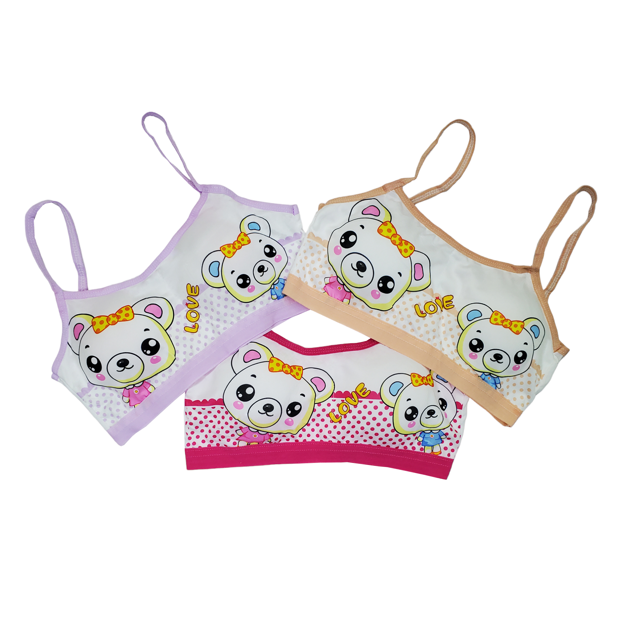 Corpiño Top Tirante Delgado Estampado Osos Para Niña 6pz.