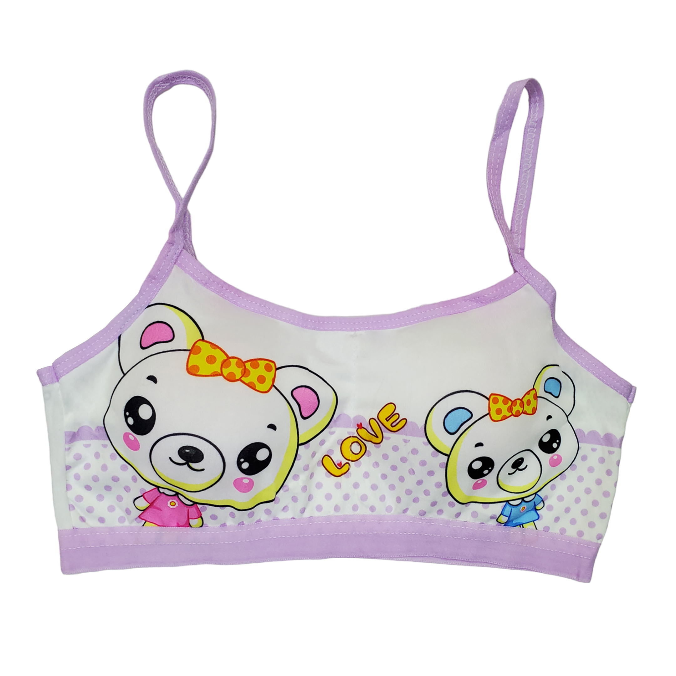 Corpiño Top Tirante Delgado Estampado Osos Para Niña 6pz.