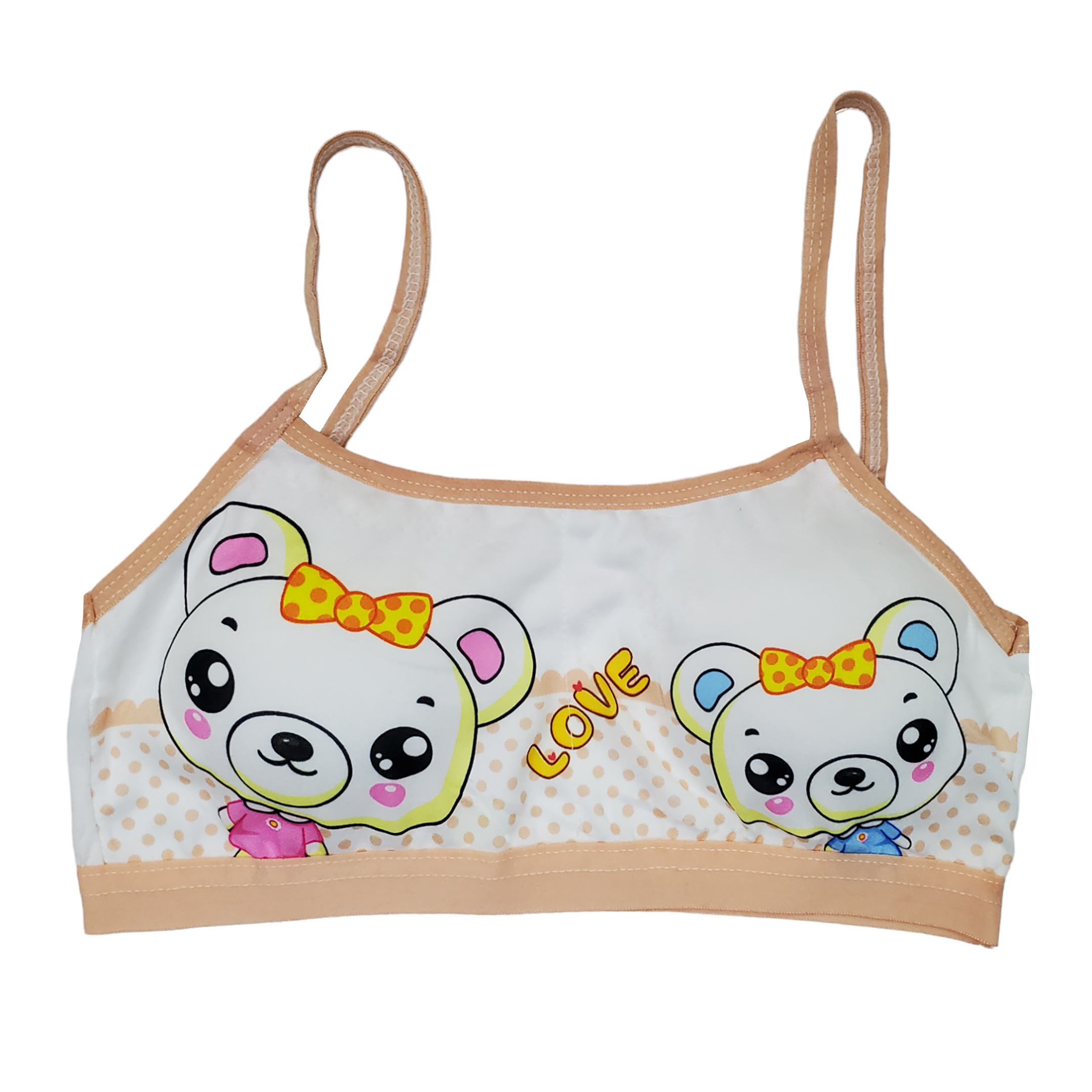 Corpiño Top Tirante Delgado Estampado Osos Para Niña 6pz.