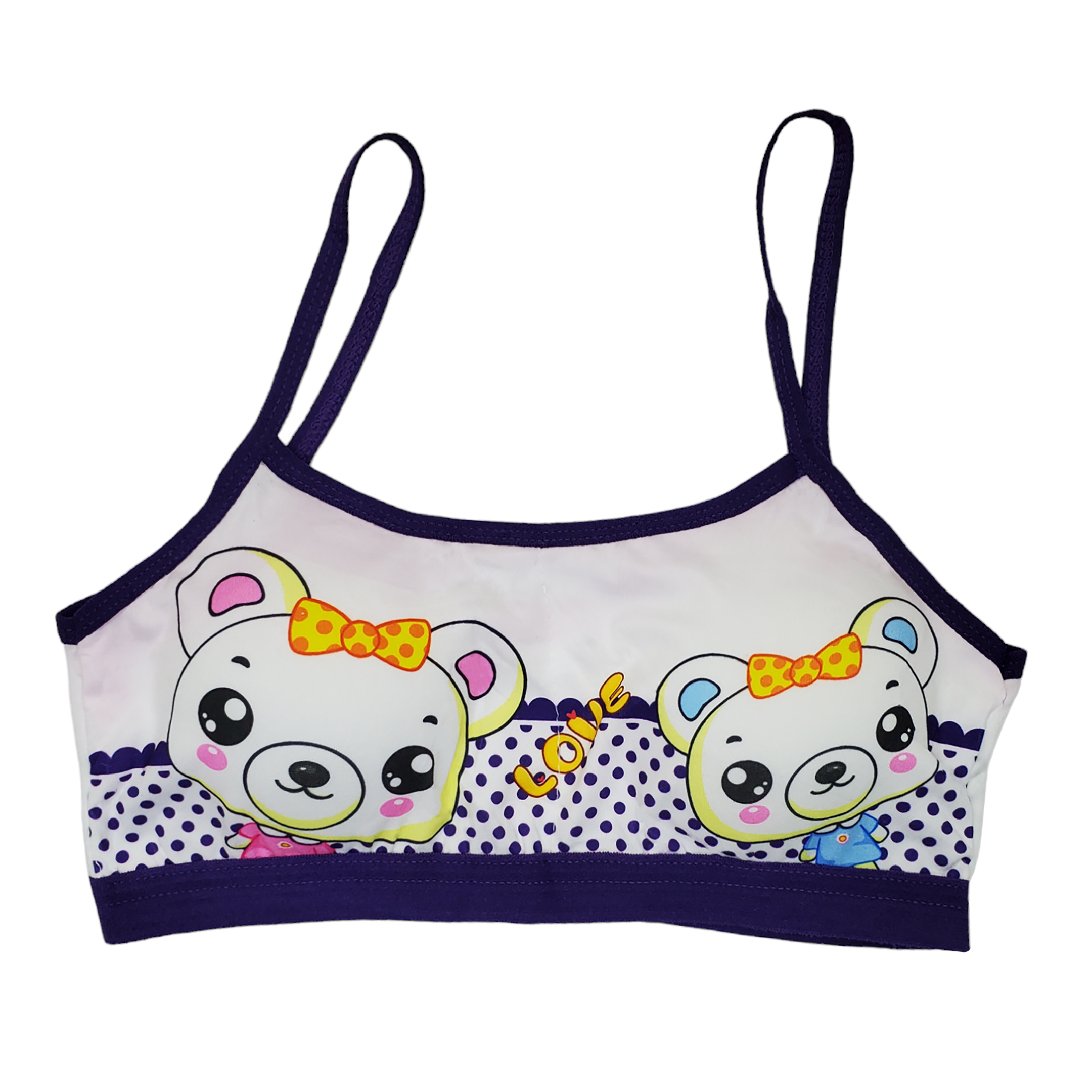 Corpiño Top Tirante Delgado Estampado Osos Para Niña 6pz.