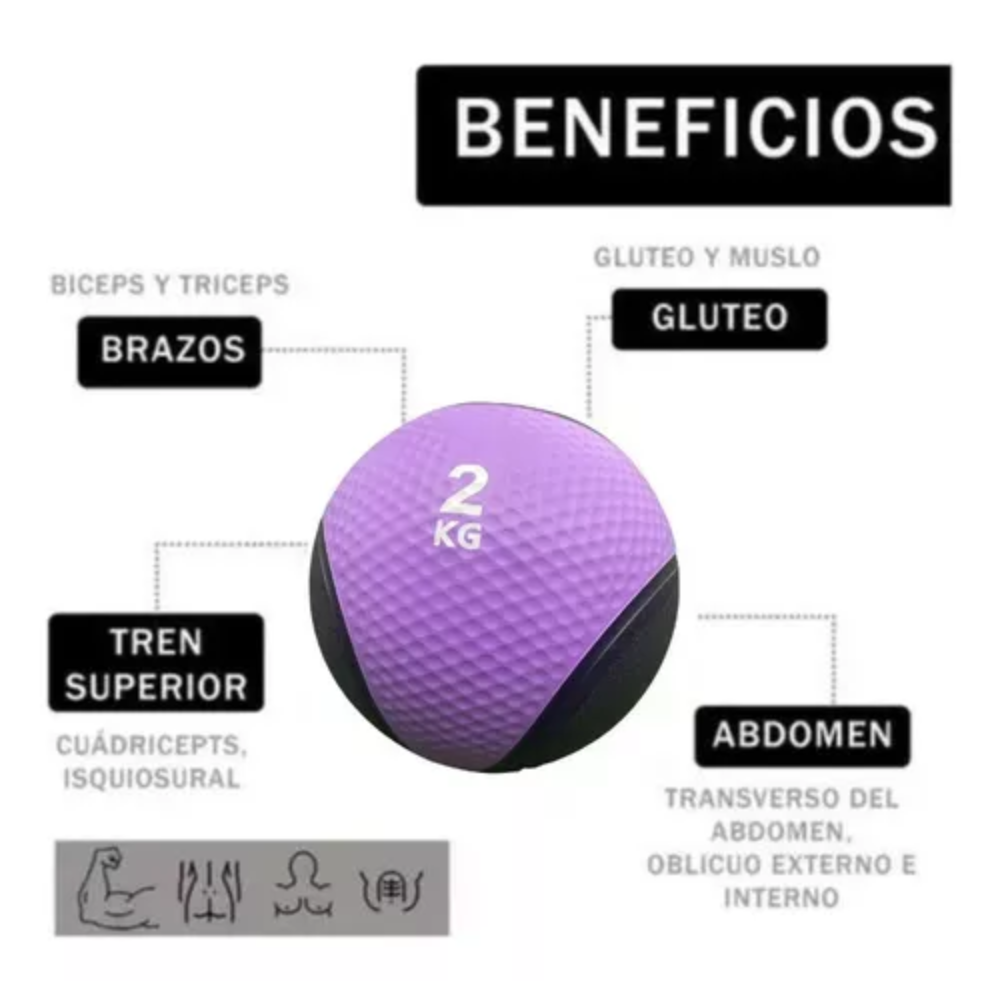  Pelota Medicinal 2 kg De Rebote Entrenamiento De Potencia 