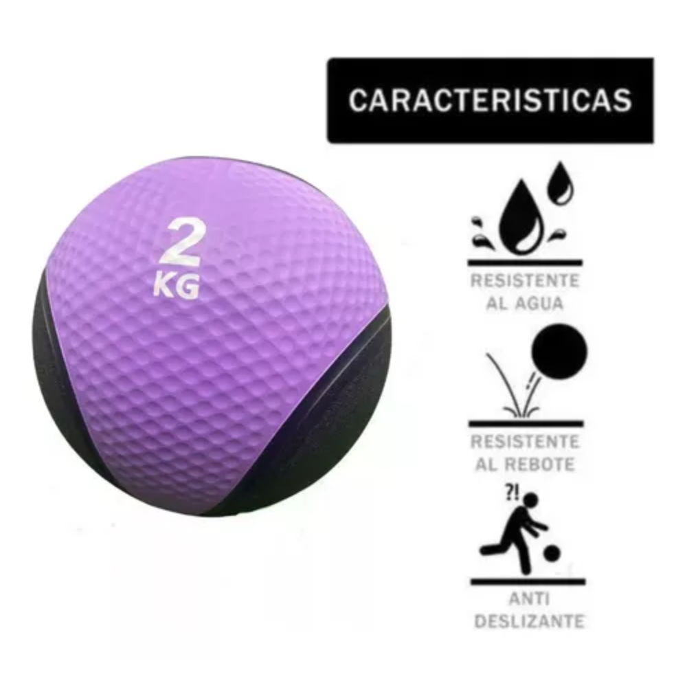  Pelota Medicinal 2 kg De Rebote Entrenamiento De Potencia 