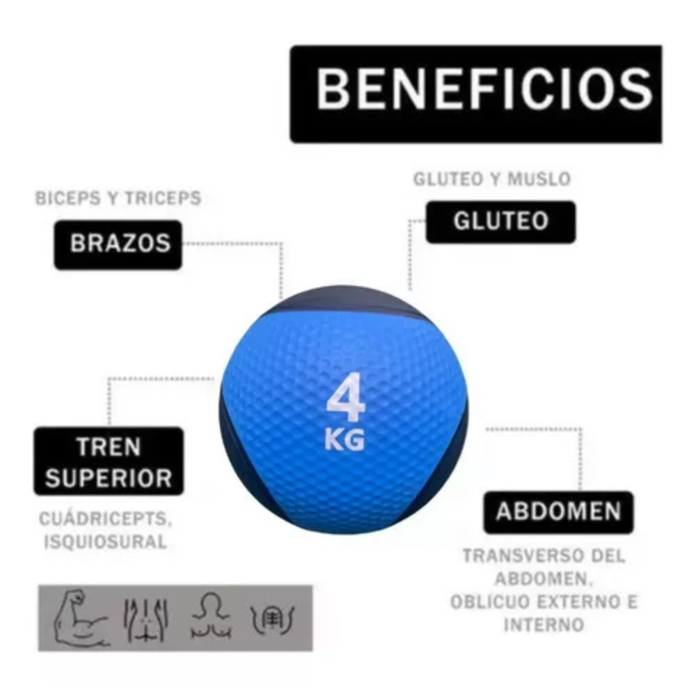 Pelota Medicinal 4 kg De Rebote Entrenamiento De Potencia 