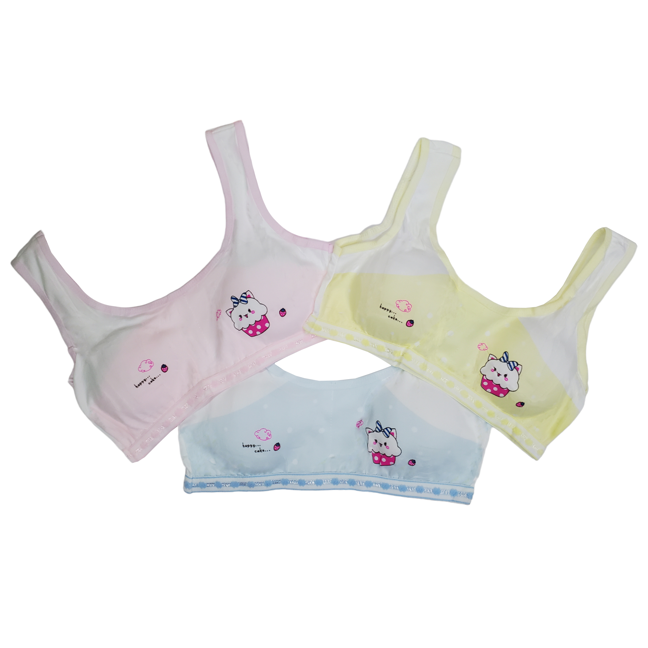 Corpiño Top Tirante Ancho Estampado Bicolor Para Niña 3pz.