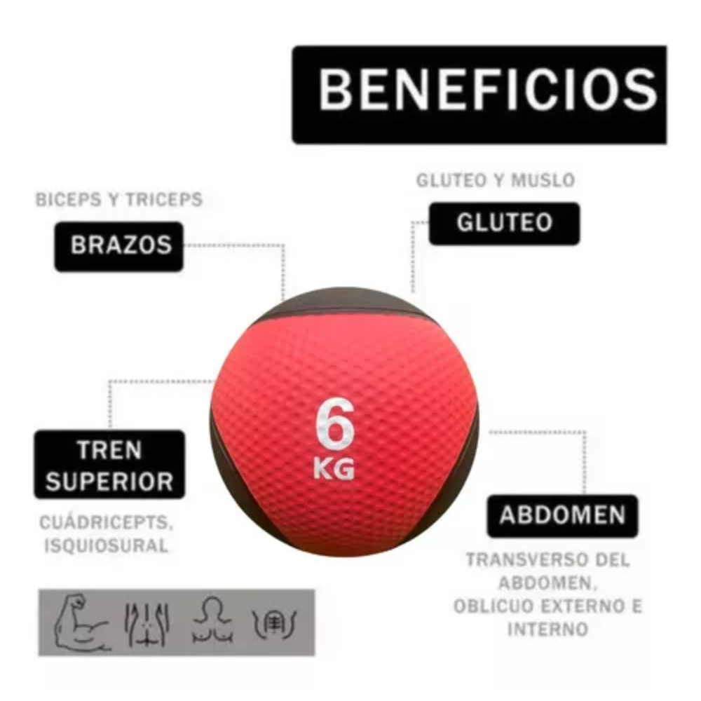 Pelota Medicinal 6 kg De Rebote Entrenamiento De Potencia 