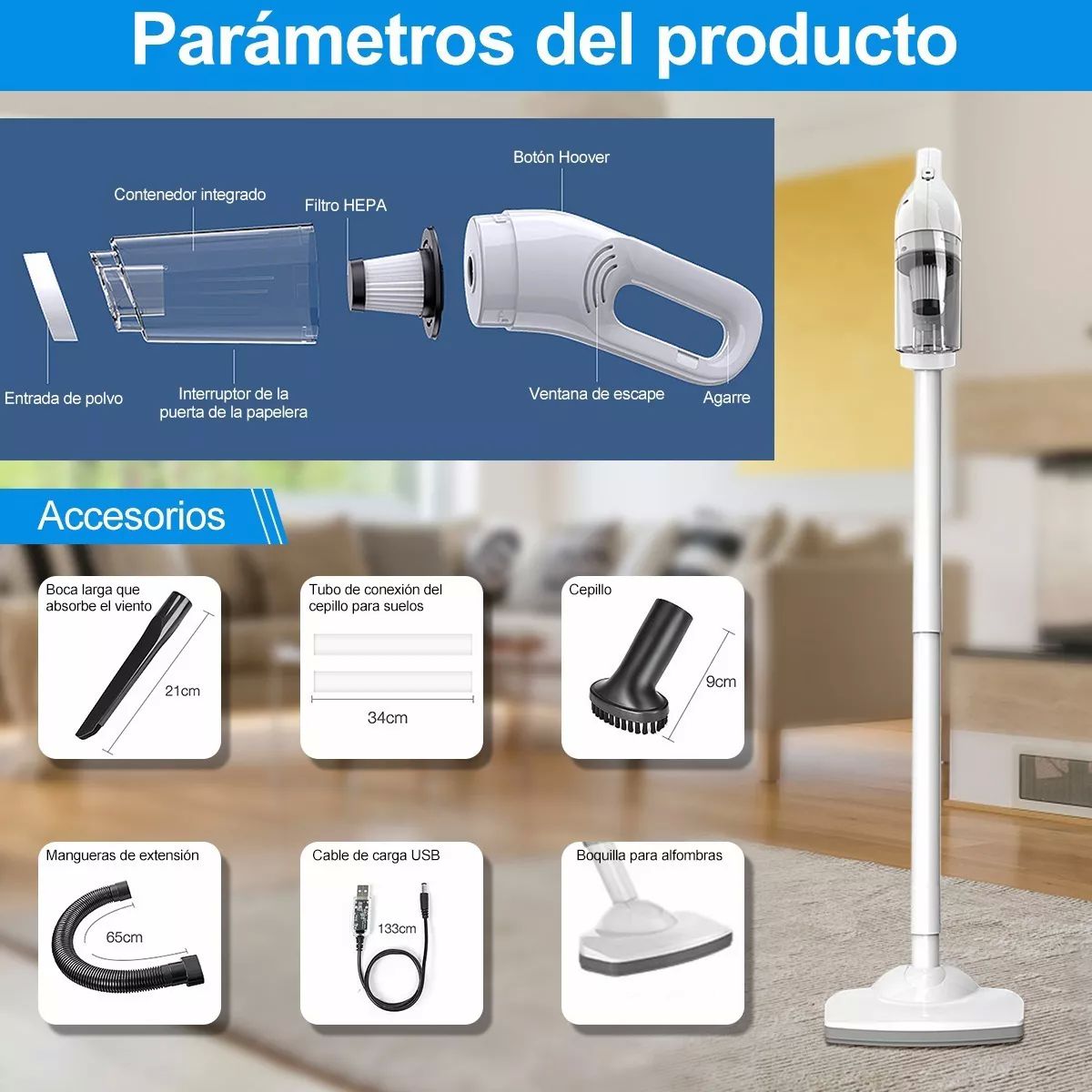 Aspirador De Mano Portátil Inalámbrico Para Hogar Automóvil