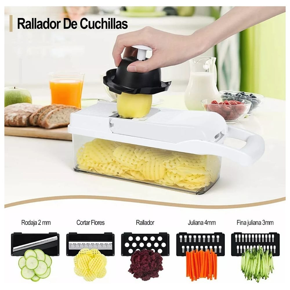 Kit De Picador De Verduras Rallador 20 In 1 Con Cesta+guante