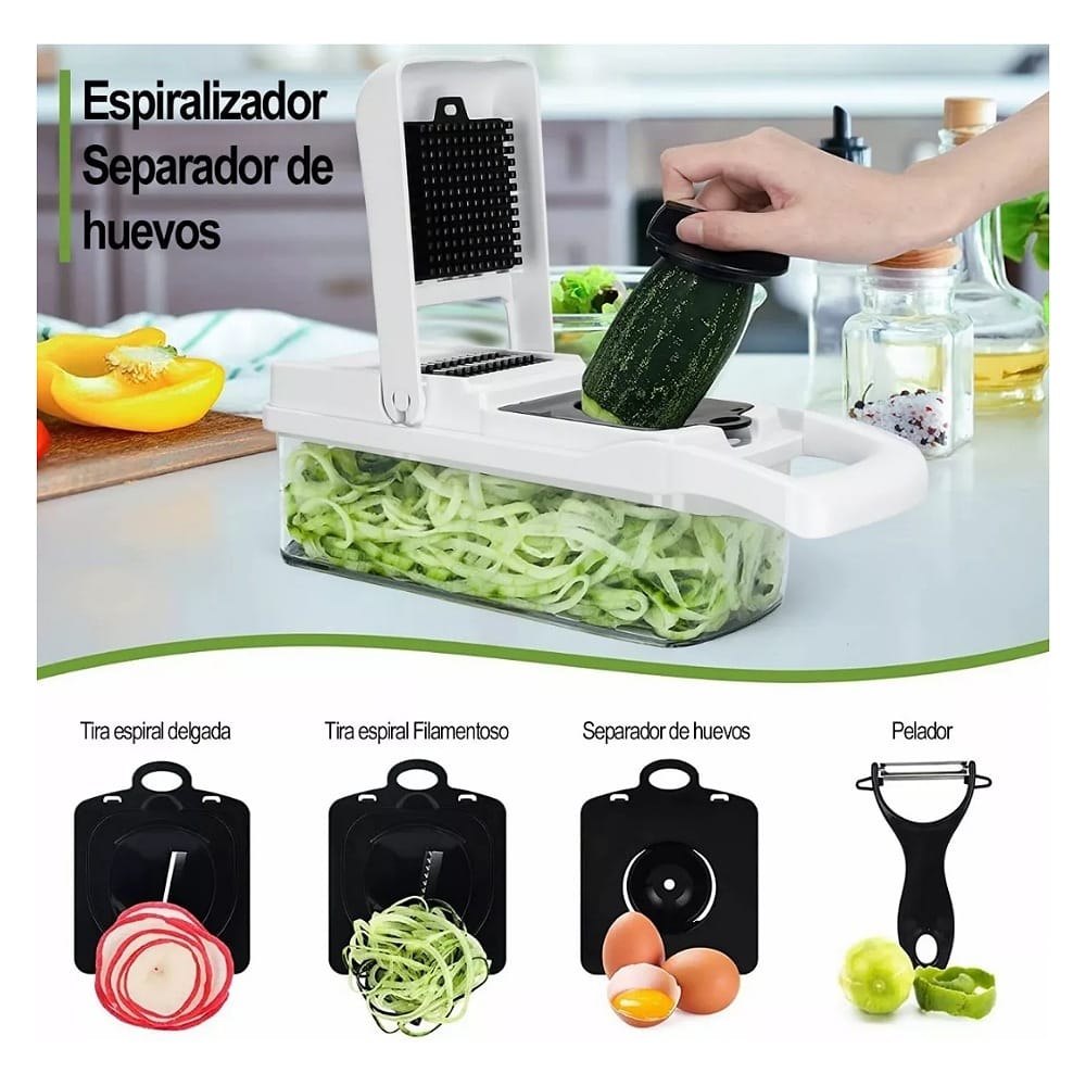 Kit De Picador De Verduras Rallador 20 In 1 Con Cesta+guante