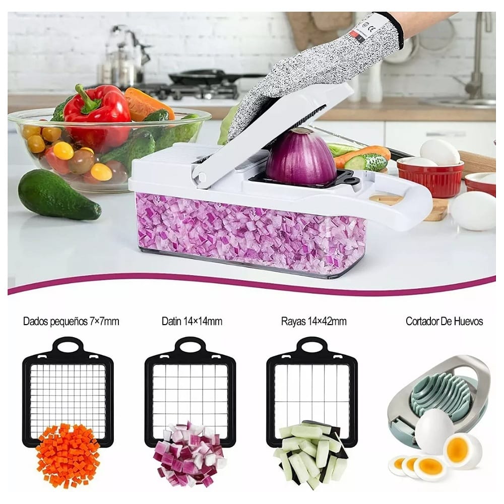 Kit De Picador De Verduras Rallador 20 In 1 Con Cesta+guante