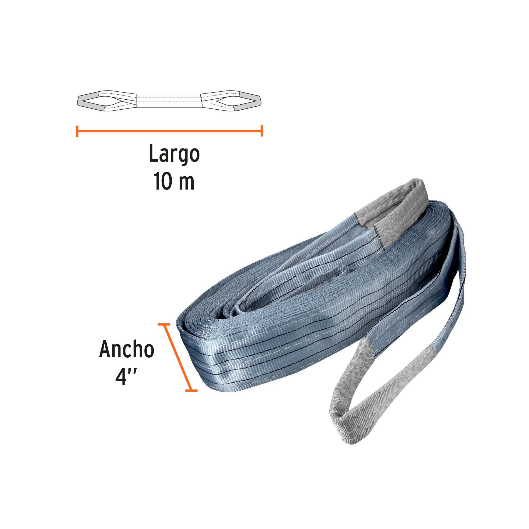 ESLINGA DE POLIÉSTER, OJO A OJO, 4" X 10 M, TRUPER 17879