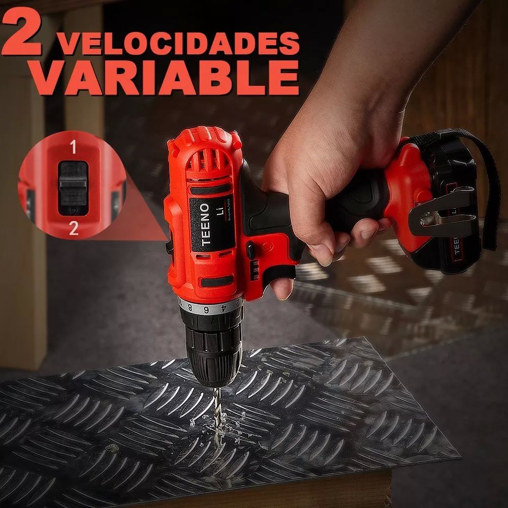 Taladro percutor atornillador inalámbrico de 10mm Teeno 5816-1 21V