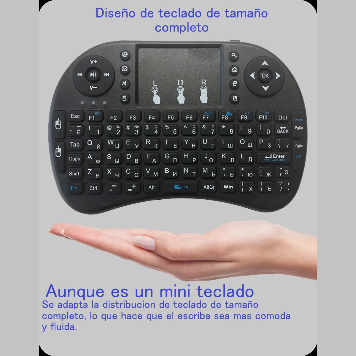 Mini Teclado Inalambrico Touchpad Smart Tv Pc Tv Box + Luz, LifeMax*