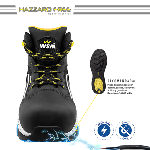Zapato de Seguridad WSM, Ergonómico y muy ligero tipo tenis. Con casquillo de Policarbonato. Bota Industrial multifuncional. Star Lite