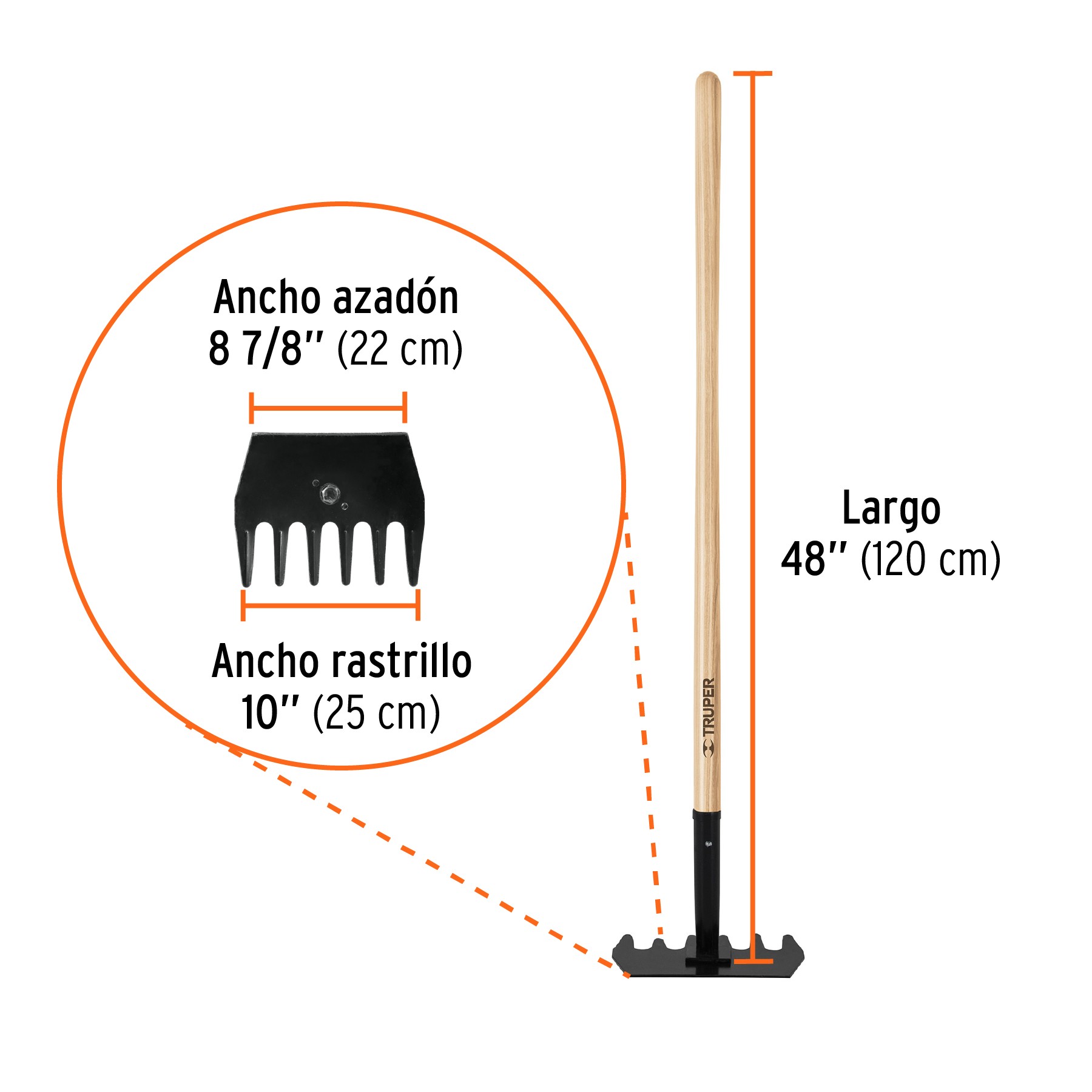 RASTRILLO MCLEOD CON MANGO DE MADERA DE 48", TRUPER 17891