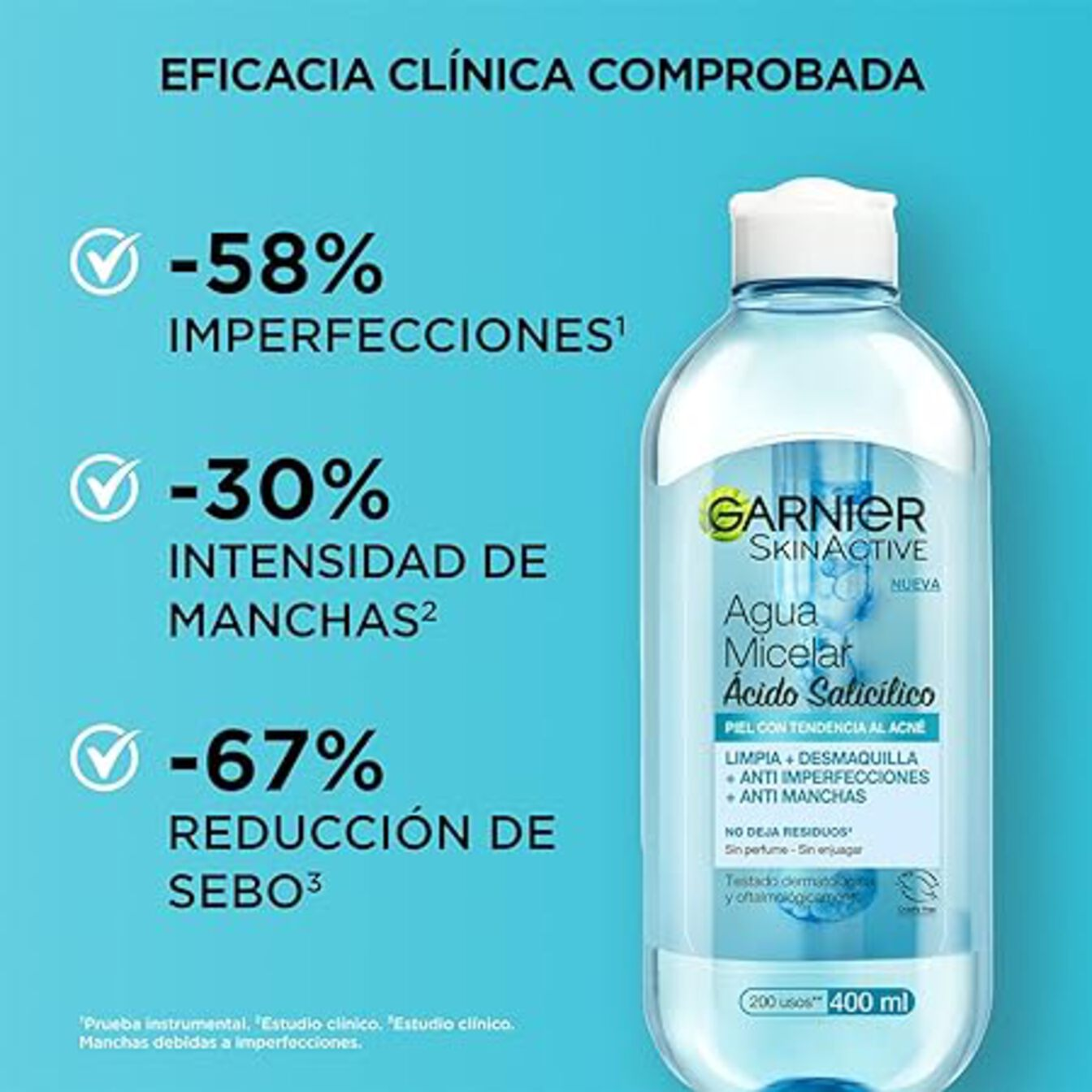 Agua Micelar Anti-imperfecciones Con Ácido Salicílico Momento de aplicación Día/Noche Tipo de piel Piel con tendencia al acné