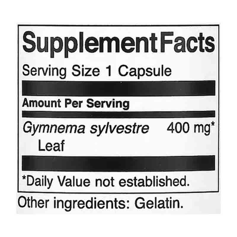 Gymnema Sylvestre Leaf 400mg 100 Caps Swanson Sabor Neutro Premium 