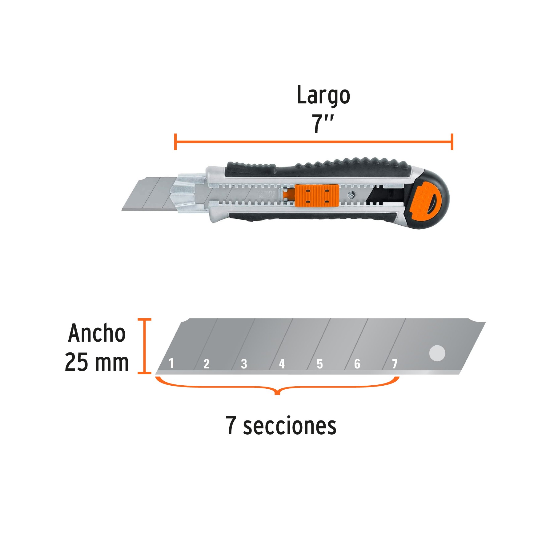 CUTTER 25 MM TRABAJO PESADO C/ALMA METÁLICA Y GRIP, TRUPER EXPERT 17902