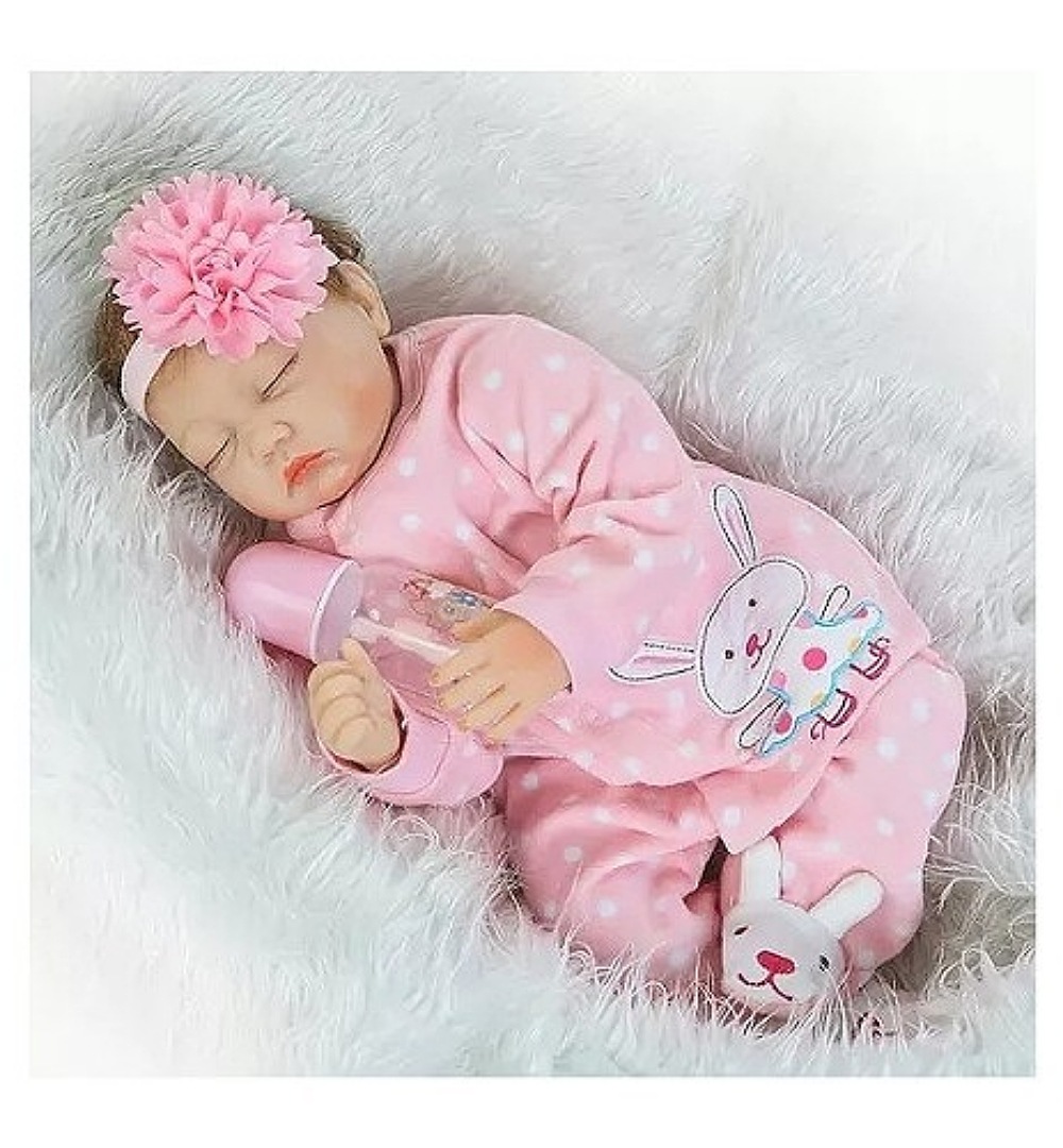 Muñeca Bebé Reborn 55 CM. De Silicona Y Algodón, Niña