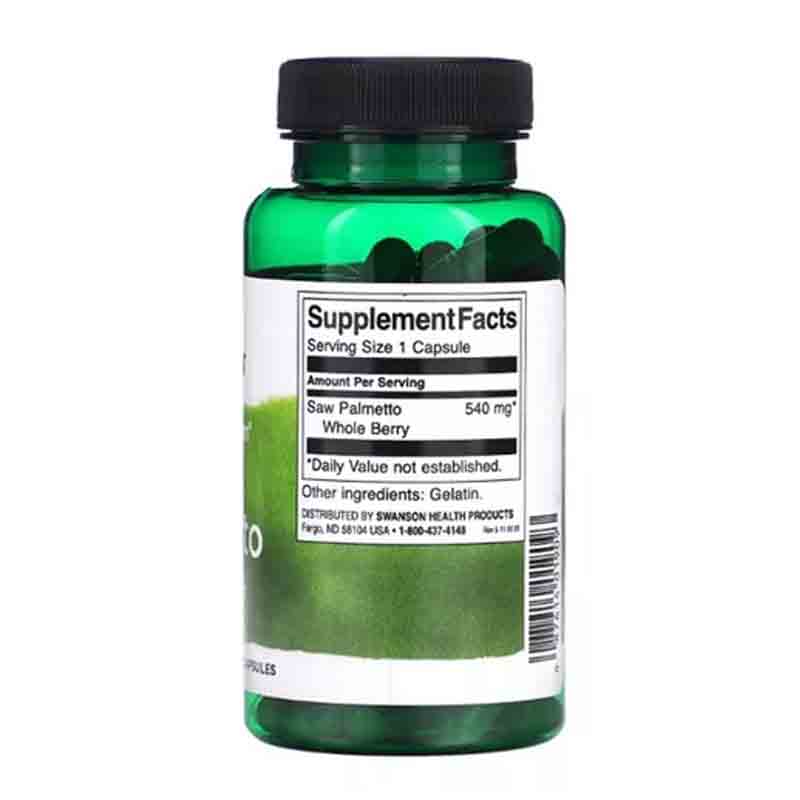 Saw Palmetto 540mg 100 capsulas Swanson Ayuda a la Prostata