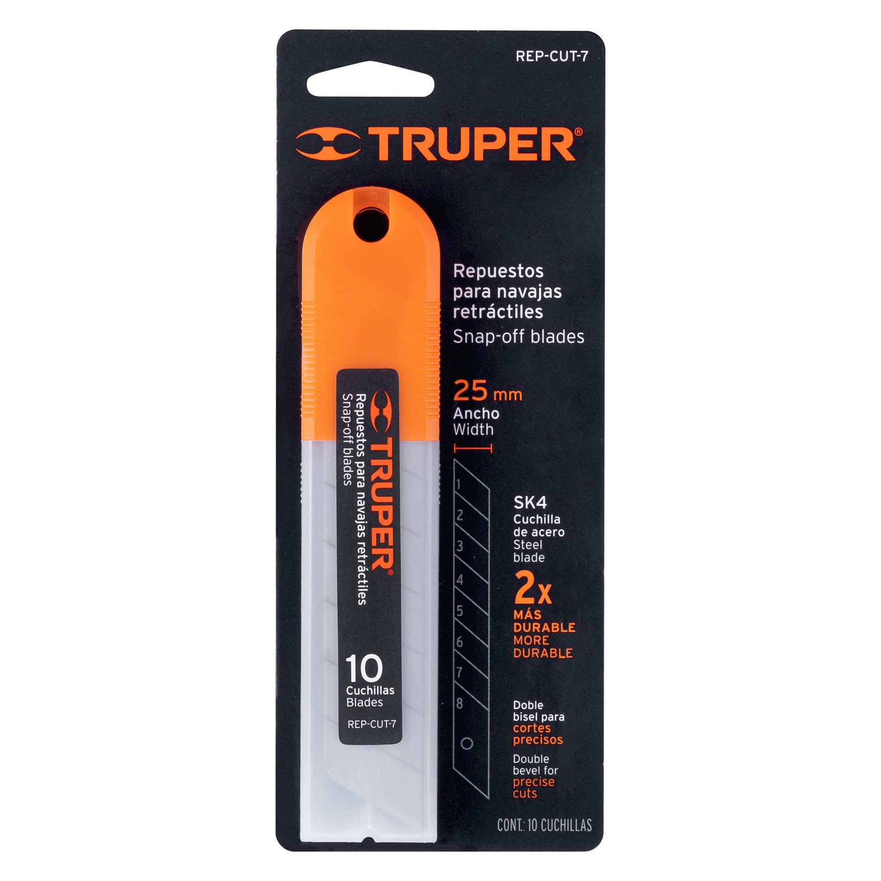 ESTUCHE CON 10 CUCHILLAS SK4 DE 25 MM PARA CUTTER, TRUPER 17903