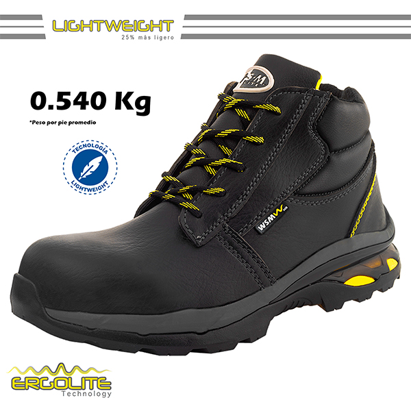 Zapato de Seguridad WSM, Ergonómico y muy ligero. Con casquillo de Policarbonato. Bota Industrial y multifuncional. 2958 Lite