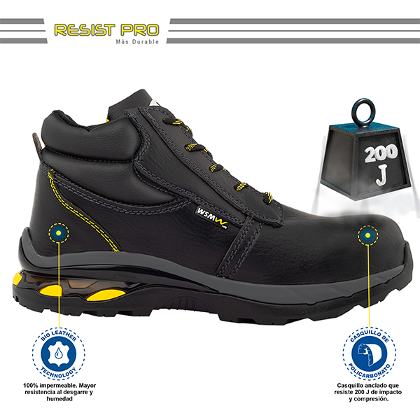 Zapato de Seguridad WSM, Ergonómico y muy ligero. Con casquillo de Policarbonato. Bota Industrial y multifuncional. 2958 Lite