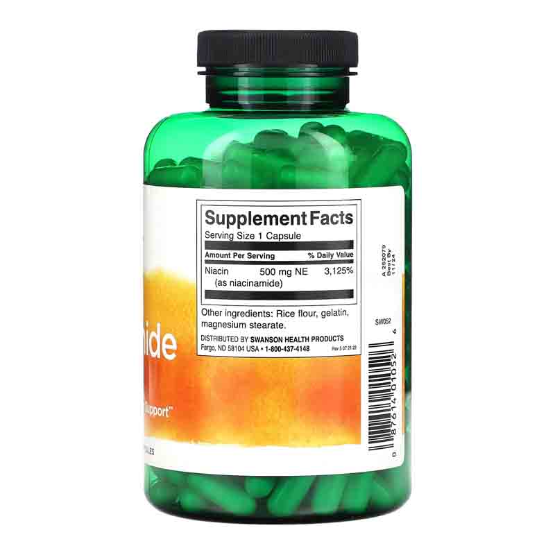 Niacinamida 500mg Swanson Vitamina B3 250 capsulas Niacinamide