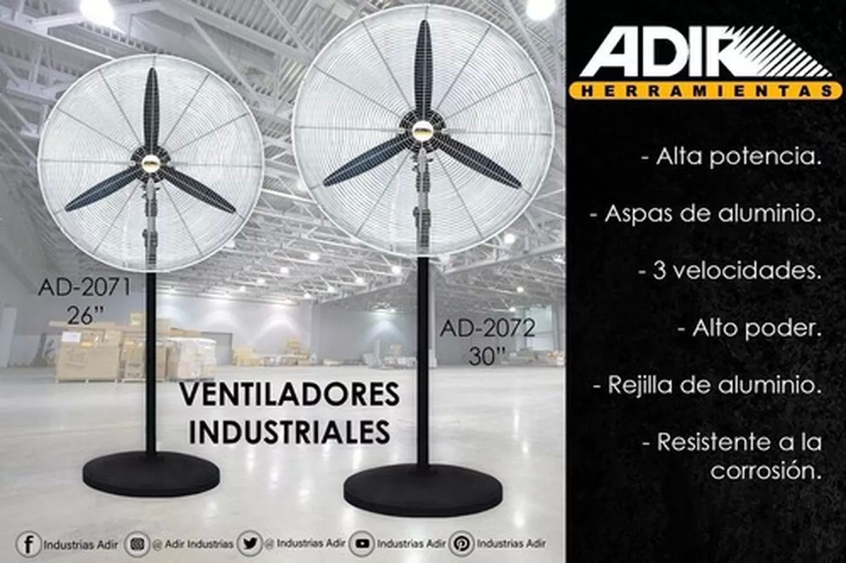 Ventilador Industrial de Alta Velocidad Pedestal de 30" Color de la estructura Negro