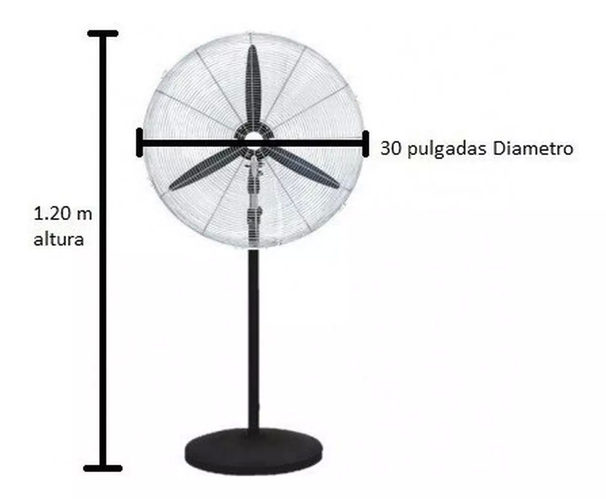 Ventilador Industrial de Alta Velocidad Pedestal de 30" Color de la estructura Negro