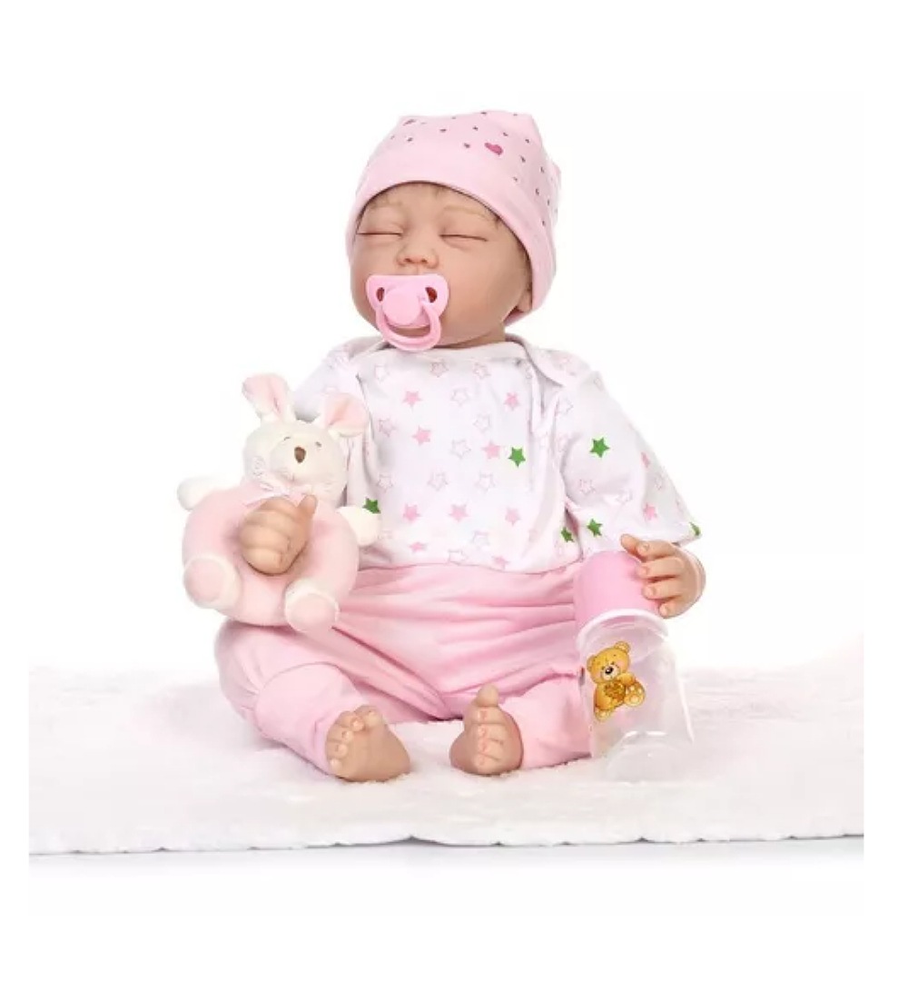 Muñeca Bebé Reborn 55 CM. De Silicona Y Algodón, Niña