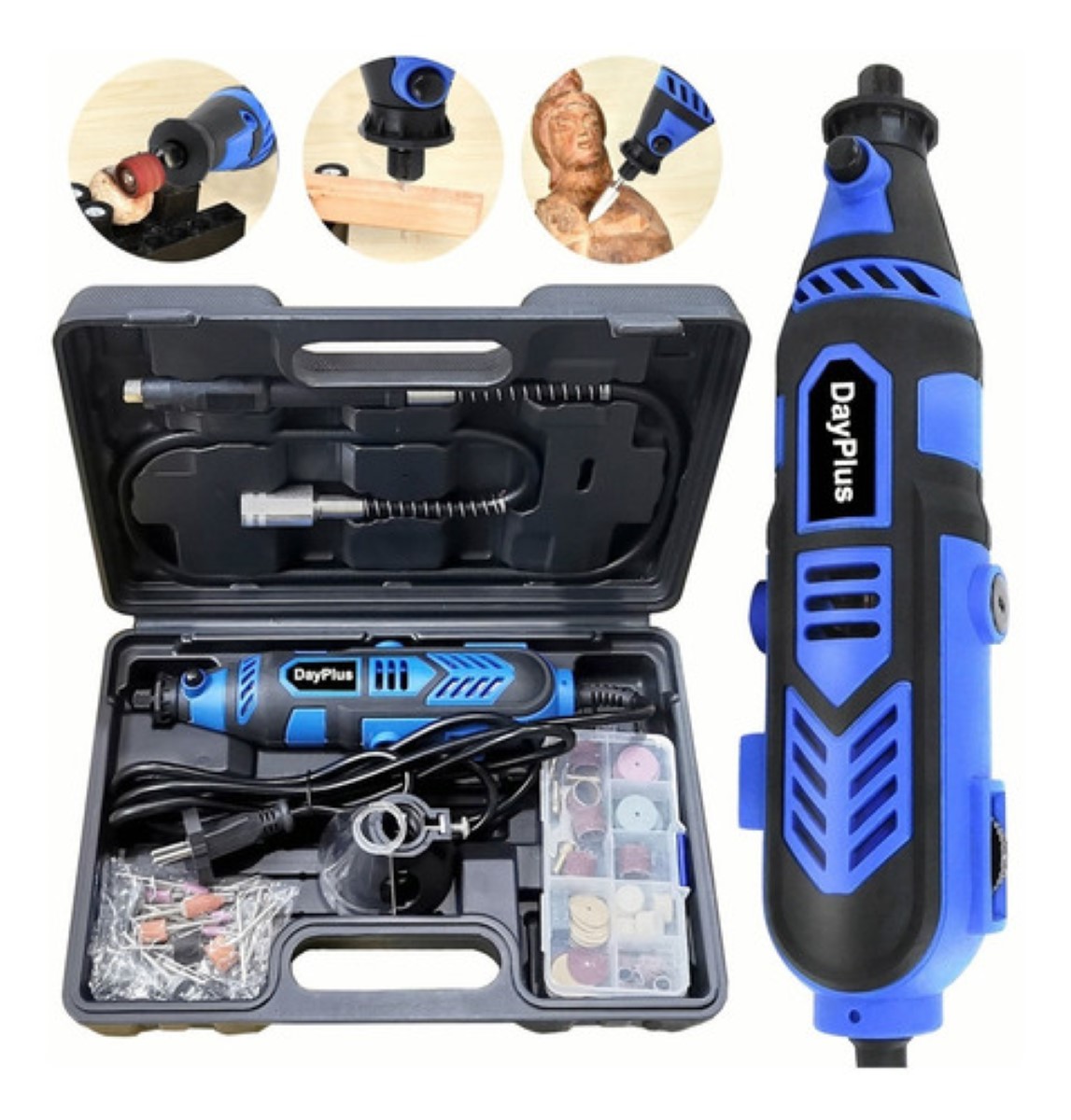 Eléctrica Mototool Mini Taladro Para Cortar Lijar Pulir Azul Rey /Negro