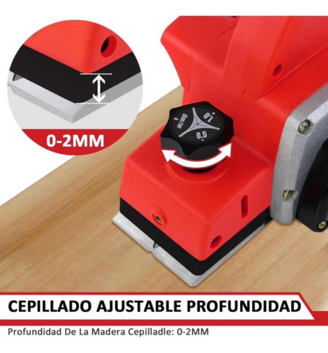 Cepilladora Eléctrica Para Madera Cepillo Profesional 82mm Rojo