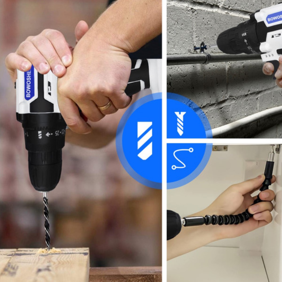 Taladro Eléctrico Destornillador Inalámbrico 1500rpm 21v Negro/Blanco