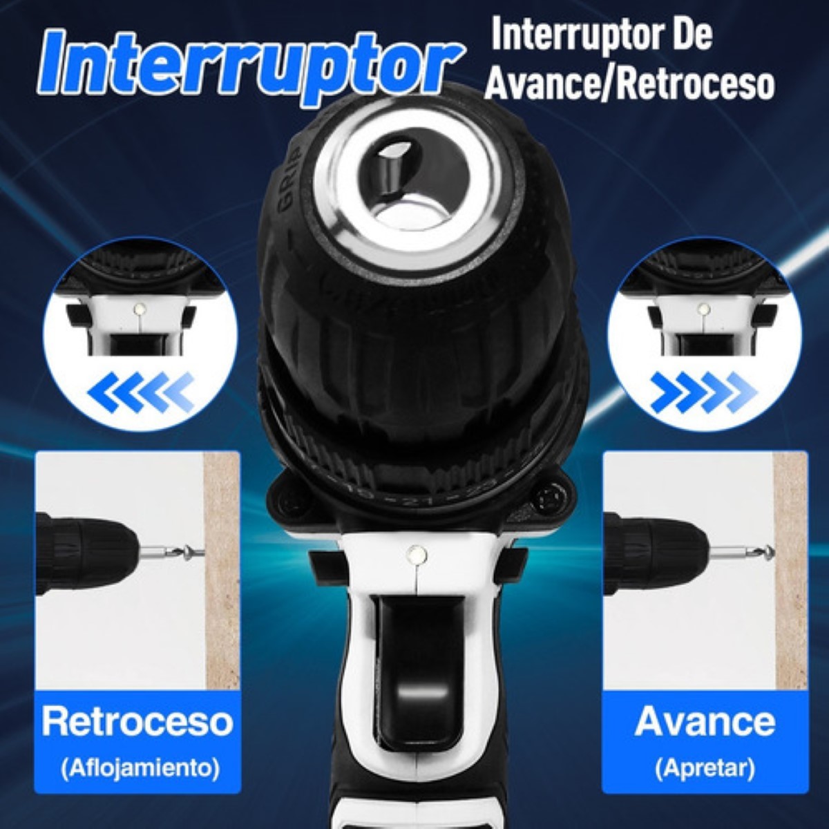 Taladro Eléctrico Destornillador Inalámbrico 1500rpm 21v Negro/Blanco