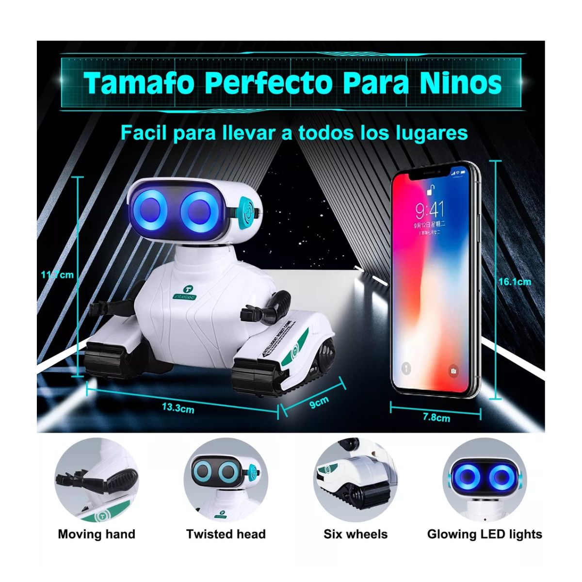 Robots De Juguete Control Remoto Recargable Robot Para Niños Blanco/Negro