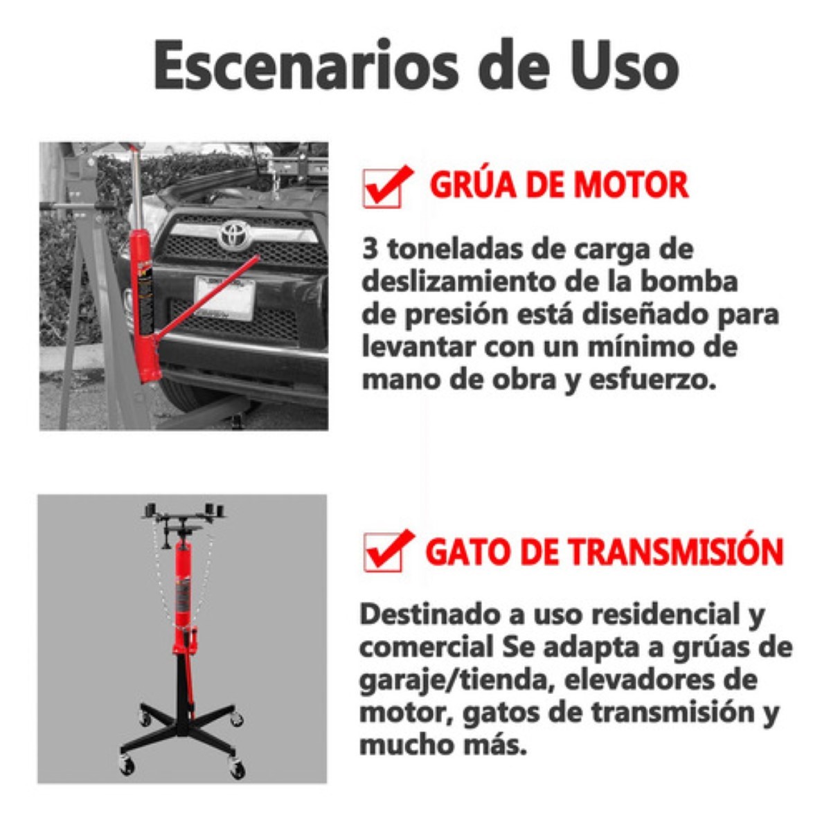 Gato Hidráulico 8 Ton Para Plumas 3 Ton Thorn Tools Rojo