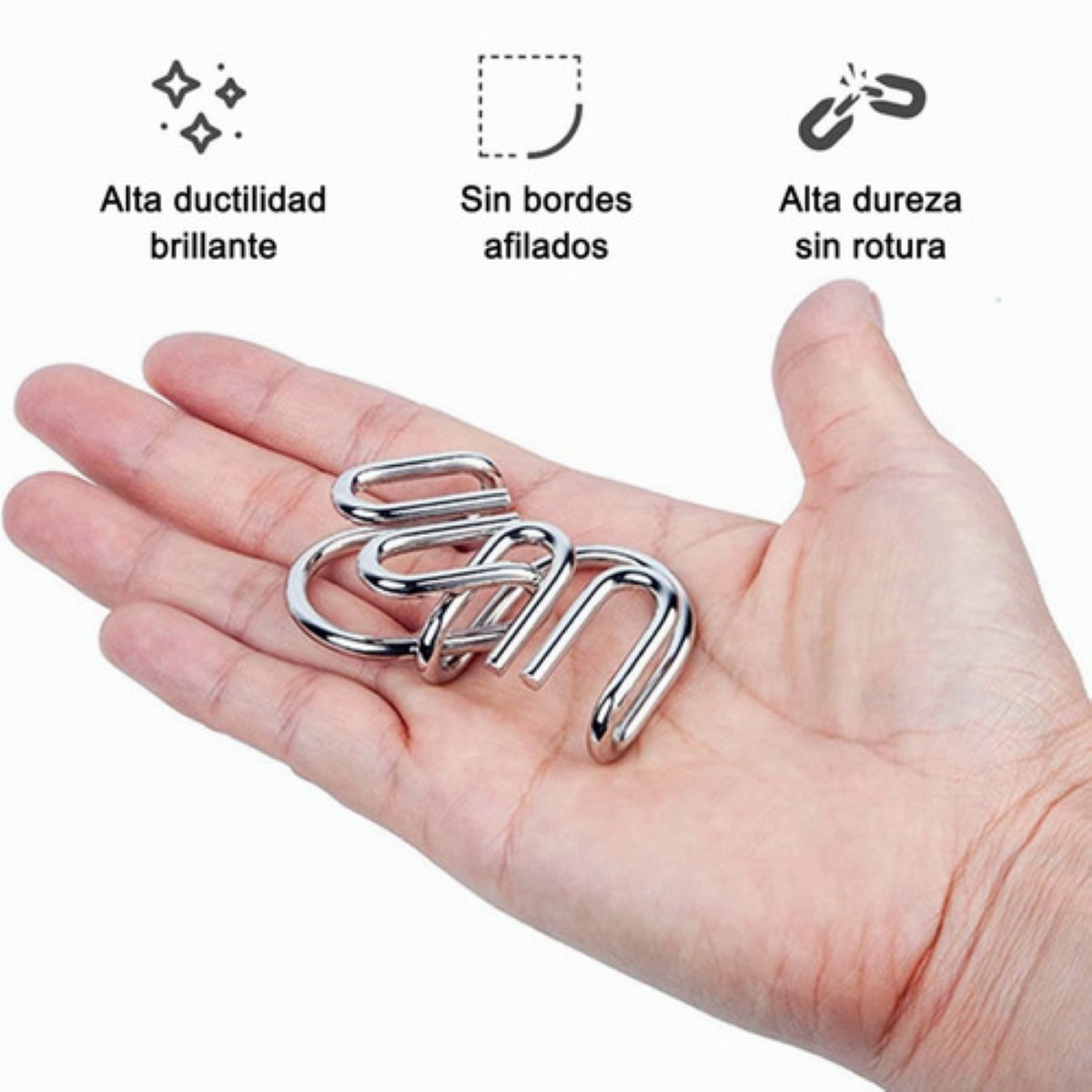 24 Pcs Rompecabezas De Alambre De Metal Para Niños Educativo Plata 