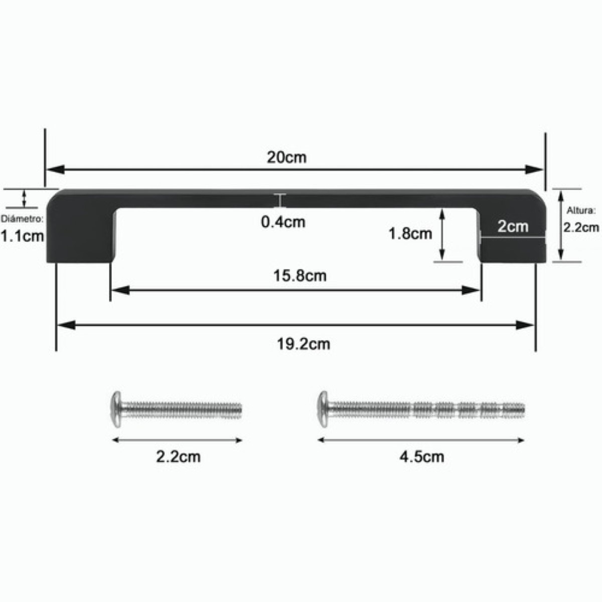 6 Pzs Tiradores Para Cocina Cajones Armarios Baño 20cm Negro