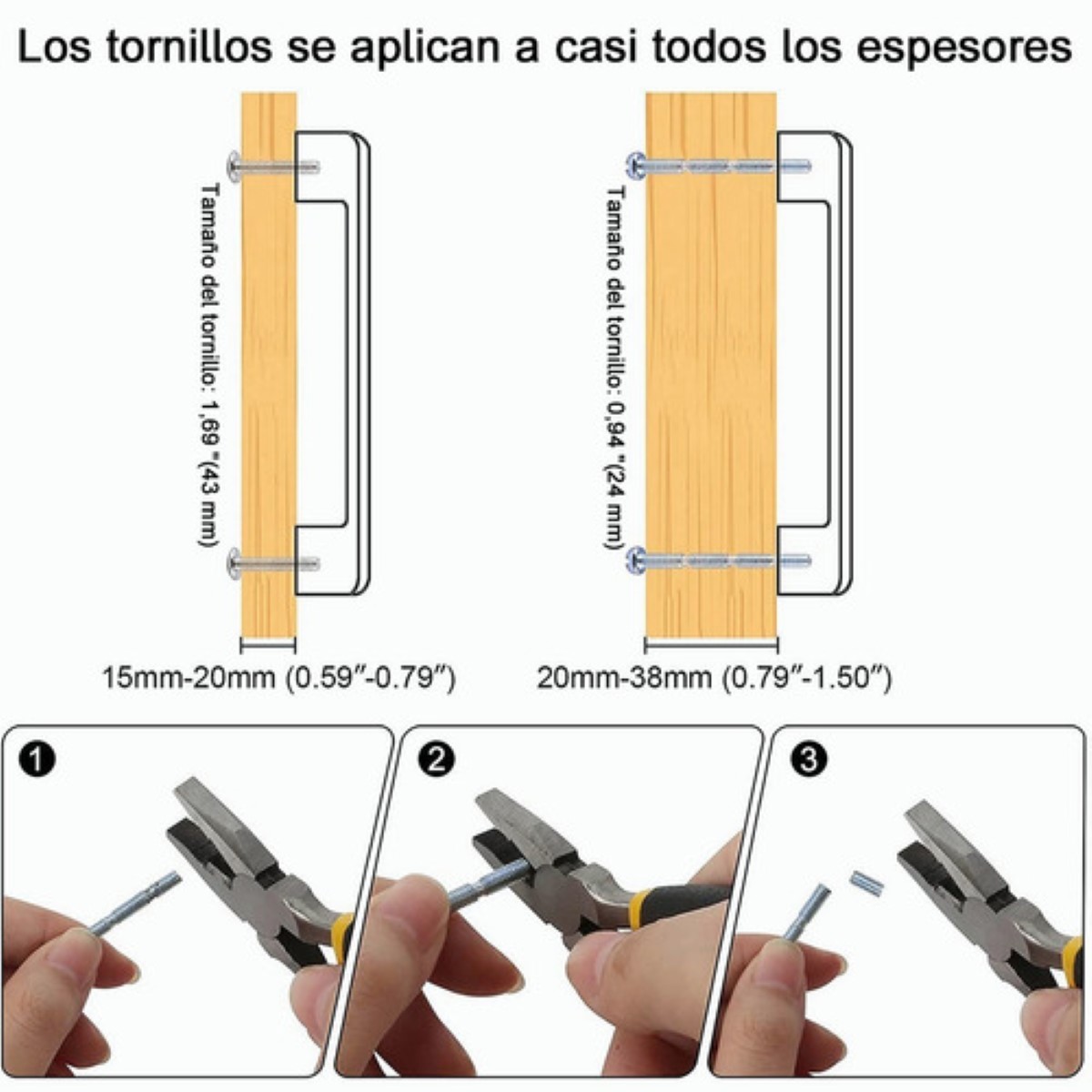 6 Pzs Tiradores Para Cocina Cajones Armarios Baño 20cm Negro