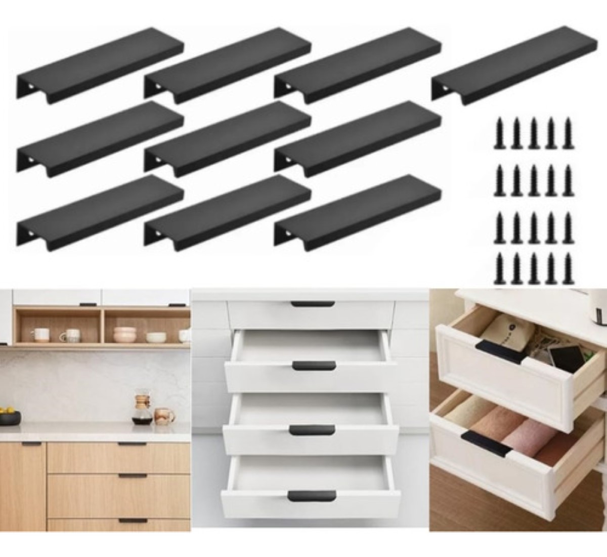 Jaladera Oculta Perfil L 15cm Para Cajon Puerta Negro 10pzs Ngro