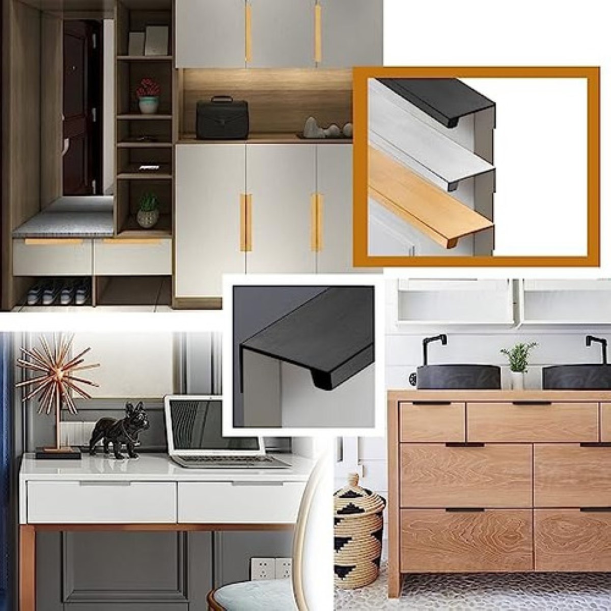 Jaladera Oculta Perfil L 15cm Para Cajon Puerta Negro 10pzs Ngro