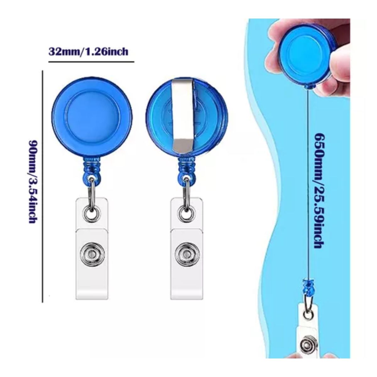 30 Pcs Porta Credenciales Gafetes Indentificacion Retractil Colores 