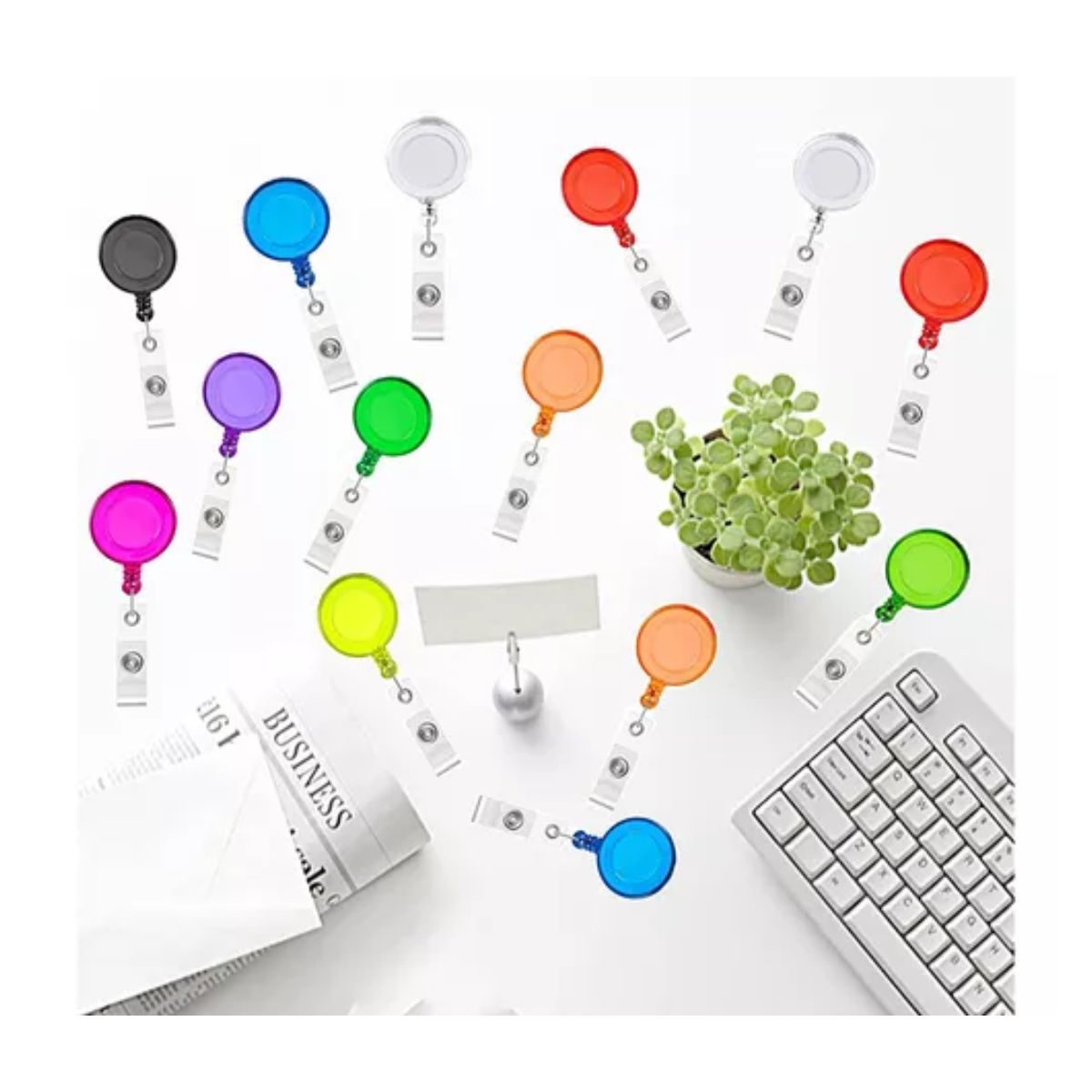 30 Pcs Porta Credenciales Gafetes Indentificacion Retractil Colores 