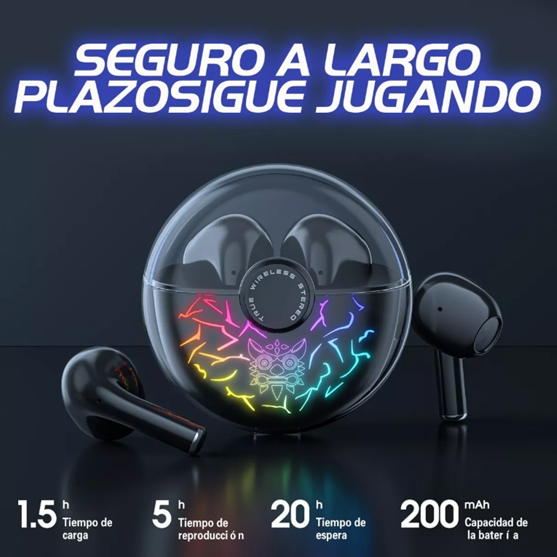 Audífonos in-ear gamer inalámbricos TWS T35