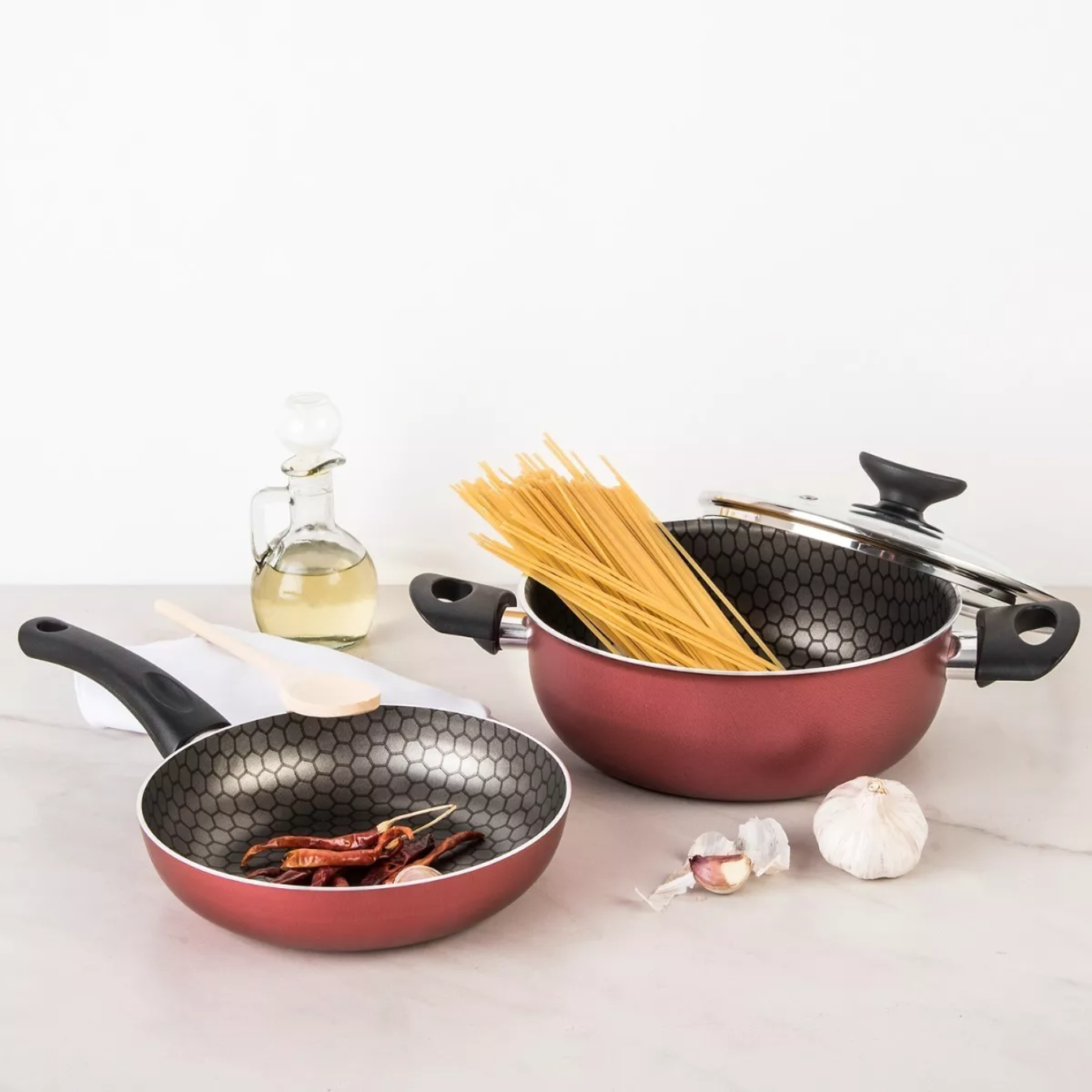 Batería De Cocina 10 Piezas Cinsa Magnífica Rojo Metálico.