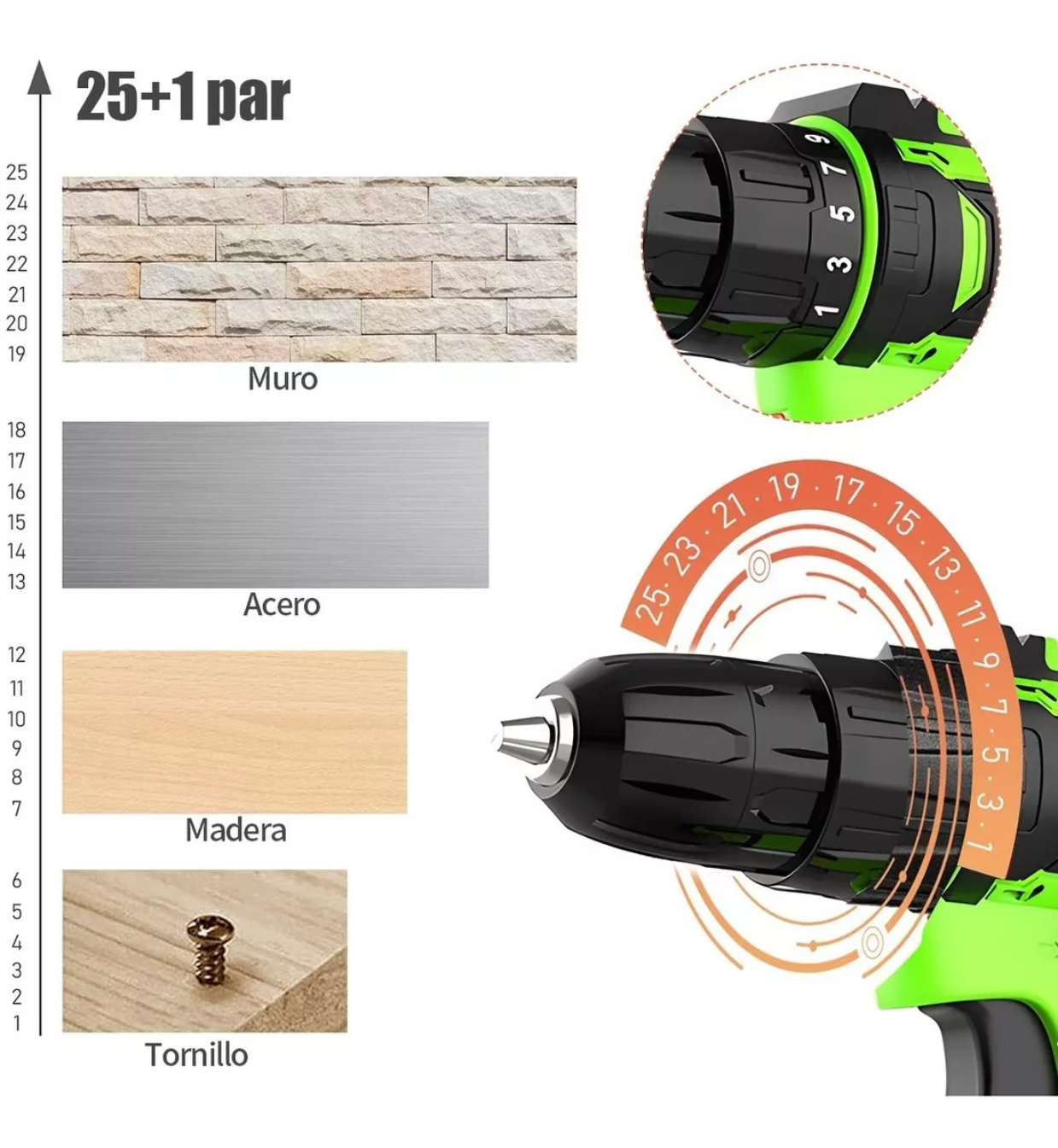 Taladro Atornillador Eléctrico Inalámbrico C/2 Baterías 68vf