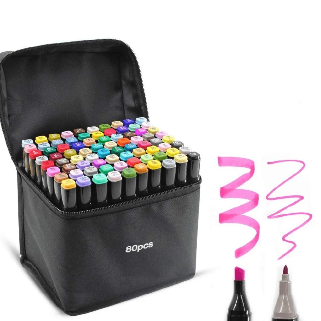 Set 80 colores plumones doble punta, con gama de arcoíris, marcadores  rotuladores de dibujo acuarelas para colorear ideal para niños estudiantes  creativos artistas aficionados y creativos
